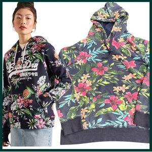 Unbranded Navy Multi-Colour Floral Hoodie (Made in Italy) (M)